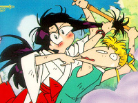 Usagi and Rei caught in mid-fight.